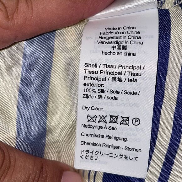 J. Crew collection 100% silk twill stripe tie neck blouse top shirt - Picture 8 of 9